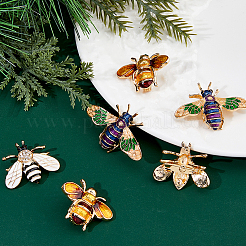 6Pcs 3 Styles Bees Enamel Pins&nbsp;JEWB-FH0002-58