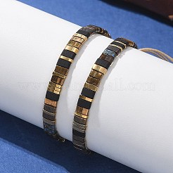 Vintage Ethnic Style Adjustable Glass Tila Beaded Handmade Slider Bracelets for Women&nbsp;ZN9527-12