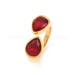 304 Stainless Steel with Glass Cuff Open Rings&nbsp;RJEW-Z125-03G-02