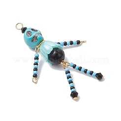 Glass Seed Beaded Little Skeleton Figure Pendants&nbsp;PALLOY-MZ00761