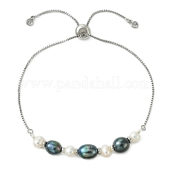 Adjustable Natural Cultured Freshwater Pearl Slider Bracelets&nbsp;KK-BJEW-JB14102-02