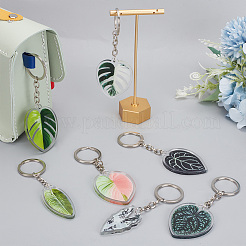 9Pcs 9 Style Creative Imitation Leaf Acrylic Pendant Keychain&nbsp;KEYC-DR0001-04