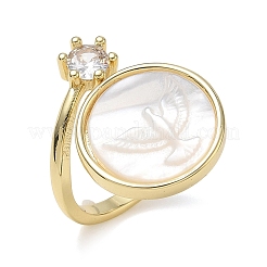 Brass Micro Pave Clear Cubic Zirconia Cuff Open Rings&nbsp;KK-CBA56EF-41C-G
