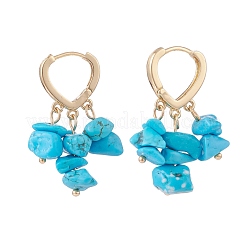 Synthetic Turquoise Chips Dangle Hoop Earrings&nbsp;EJEW-JE04884-03