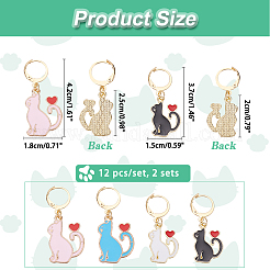 Alloy Enamel Cat Charm Locking Stitch Markers&nbsp;HJEW-PH01711