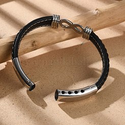 Braided Microfiber Leather Cord Bracelets for Men&nbsp;BJEW-Z081-07P-01