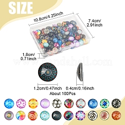 100Pcs Printed Glass Half Round Dome Cabochons&nbsp;GGLA-FS0001-13