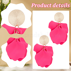 5 Pairs 5 Colors Acrylic Flower Dangle Stud Earrings&nbsp;EJEW-AN0003-68