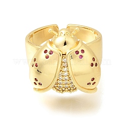 Brass Micro Pave Cubic Zirconia Cuff Open Rings&nbsp;RJEW-D346-01G-01