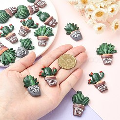 30Pcs 6 Styles Opaque Resin Plants Cabochons&nbsp;CRES-CJ0001-55