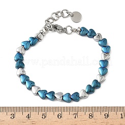 Heart Non-magnetic Synthetic Hematite Link Chain Bracelets for Women&nbsp;BJEW-Z148-07P-01