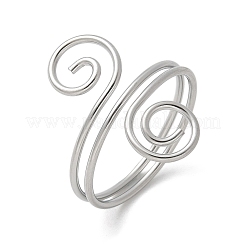304 Stainless Steel Round Wrap Open Cuff Rings for Women Men&nbsp;RJEW-Z071-02B-P