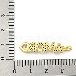 Word AMOR Rack Plating Brass Micro Pave Clear Cubic Zirconia Pendants&nbsp;KK-Z053-11G-01
