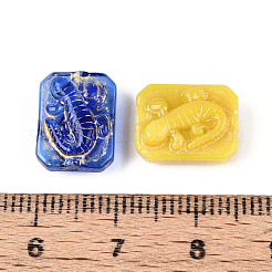 Rectangle with Gecko Glass Beads&nbsp;GLAA-T025-54M