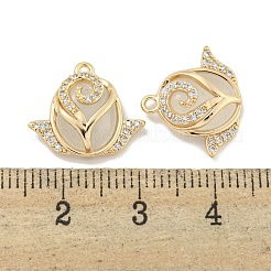 Brass Micro Pave Clear Cubic Zirconia Enamel Pendants&nbsp;KK-S386-24G