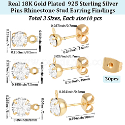 Brass Rhinestone Stud Earring Findings&nbsp;KK-BBC0021-13G