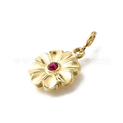 Flower 304 Stainless Steel Rhinestone Pendant Decorations&nbsp;STAS-H202-21G