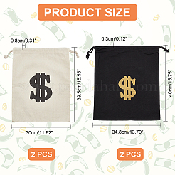 4Pcs 2 Colors Canvas Drawstring Bags&nbsp;ABAG-NB0001-69A
