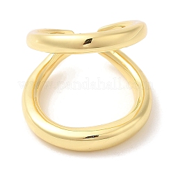 Rack Plating Brass Double Line Open Cuff Ring for Women&nbsp;RJEW-A016-05G
