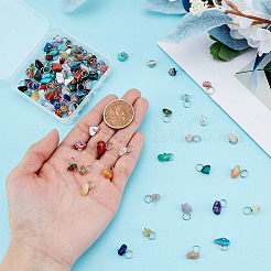 120Pcs 30 Styles Natural & Synthetic Gemstone Chip Charms&nbsp;PALLOY-HY00078