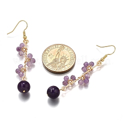 Natural Amethyst Earrings Dangle Earrings&nbsp;EJEW-TA00653-02