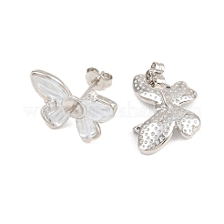 Brass Micro Pave Cubic Zirconia Stud Earring Findings&nbsp;CU-CBAA5EE-03P-A