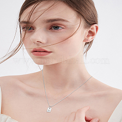 1Pc Stainless Steel Letter Rectangle Pendant Necklaces&nbsp;NJEW-LP0001-34X-P