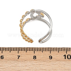 304 Stainless Steel Double Color Cuff Rings&nbsp;RJEW-S635-01GP-16