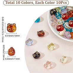 100Pcs 10 Colors Transparent Acrylic Beads&nbsp;MACR-SC0002-31
