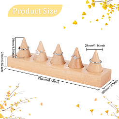 5-Slot Wood Finger Ring Display Stands&nbsp;RDIS-WH0011-08
