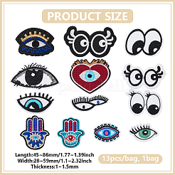 1 Bag Eye Polyester with Rayon Embroidery Iron on/Sew on Patches&nbsp;PATC-PH0001-47