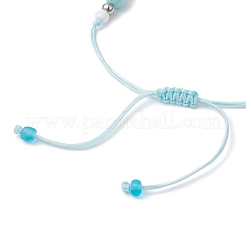 Adjustable Synthetical Turquoise & Porcelain & Natural Howlite Beaded Braided Bead Bracelets for Women&nbsp;BJEW-JB11707