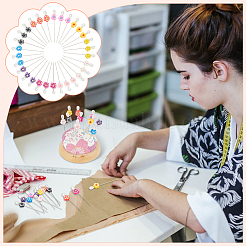 50Pcs 10 Colors Handmade Polymer Clay Flower Iron Head Pins&nbsp;DIY-AB00042