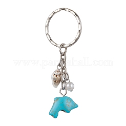 Synthetic Turquoise & Shell Pendant Keychain&nbsp;KEYC-JKC00653