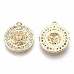 Brass Micro Pave Cubic Zirconia Pendants&nbsp;KK-S356-041G-NF