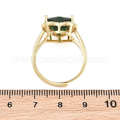 Heart Brass Micro Pave Cubic Zirconia Cuff Open Rings for Women&nbsp;CU-CBA0A21-02G-04