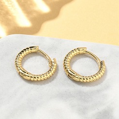 Textured Brass Hoop Earrings&nbsp;EJEW-A132-13G
