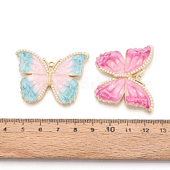 Rack Plating Alloy Enamel and ABS Imitation Pearl Pendants&nbsp;ENAM-T091-55M-G