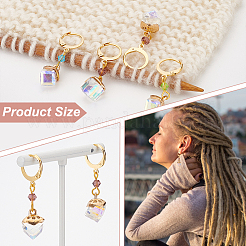 12Pcs 4 Colors Imitation Austrian Crystal Diagonal Cube Charms Locking Stitch Markers&nbsp;HJEW-PH01656