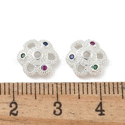 Brass Micro Pave Cubic Zirconia Bead Caps&nbsp;ZIRC-F141-18S-02
