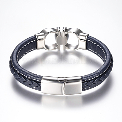 Men's Braided Leather Cord Bracelets&nbsp;BJEW-H559-15F