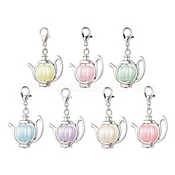 Acrylic Imitation Pearl & Tibetan Silver Alloy Teapot Pendant Decorations&nbsp;HJEW-JM03980
