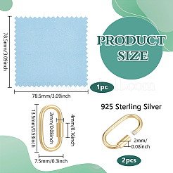 2Pcs 925 Sterling Silver Locking Carabiner&nbsp;STER-BC0003-93
