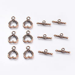 Tibetan Style Alloy Heart Toggle Clasps&nbsp;PALLOY-J471-27R