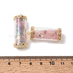 Glass Tube with Natural & Synthetic Mixed Gemstone Chip Beads Inside Pendants&nbsp;FIND-B054-01G