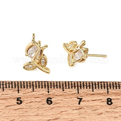 Brass Micro Pave Cubic Zirconia Stud Earrings&nbsp;LS-KK-CBA8324-19G-01