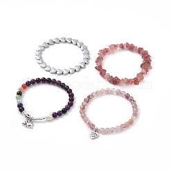 4Pcs Natural & Synthetic Gemstone Stretch Bracelet Sets&nbsp;BJEW-JB08946