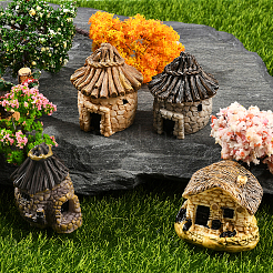 4Pcs 4 Colors Miniature Resin House Display Decorations&nbsp;DJEW-SP0001-17