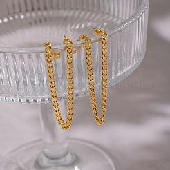 Minimalist Curb Chain Tassel 304 Stainless Steel Stud Earrings&nbsp;UW3398