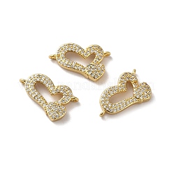 Eco-Friendly Rack Plating Brass Micro Pave Clear Cubic Zirconia Connector Charms&nbsp;KK-F853-27G